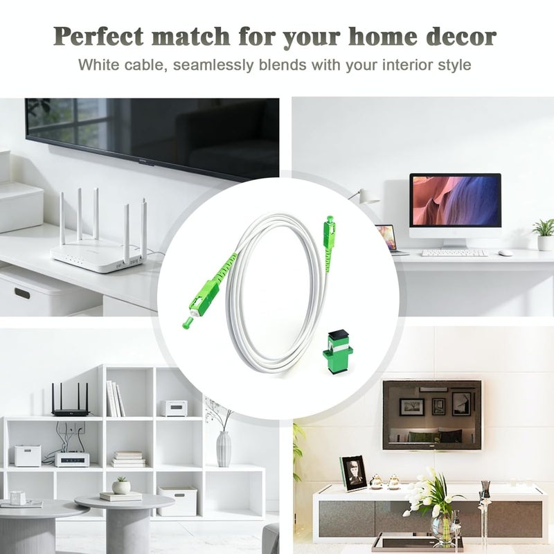EZYUMM 3FT SC/APC to SC/APC Fiber Optic Cable, Armored Single Mode Patch Cord for High-Speed Internet (9/125um, OS1/OS2 Compatible, LSZH White) - Image 4